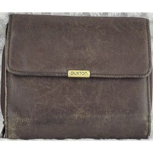 Buxton Wallet Velvet Touch Cowhide Exterior Brown Exterior Coin Compartment